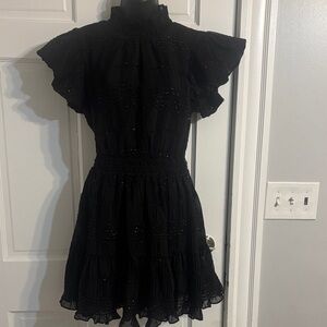 Vici Black Ruffled Midi Dress